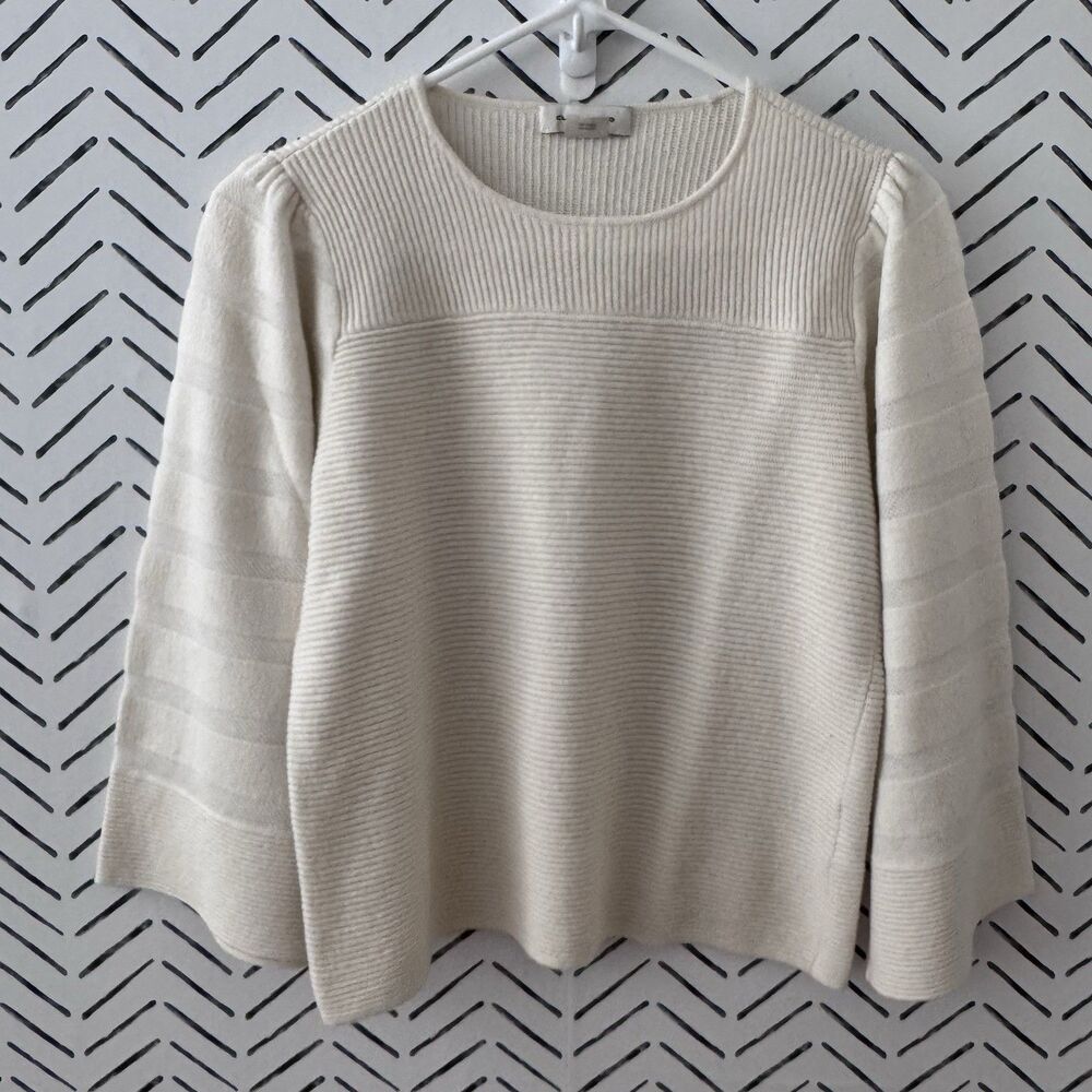 Club Monaco Women's Cream Knit Sweater Viscose Wool Blend Size Small‎